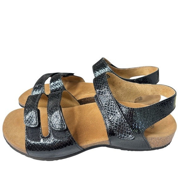 Vionic Valencia Orthaheel Comfort Sandals Size 9 EU 40 Black Croc Embossed - Picture 1 of 15